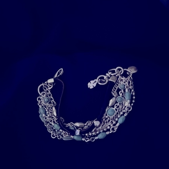 Lucky Brand Turquoise Stone Chain Leather Bracelet - Picture 2 of 6